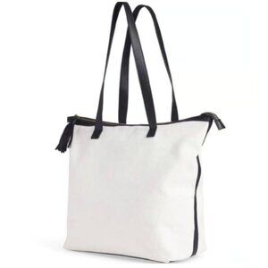 Walter Baker Carly Tote Bag Black White Day Tripper Weekender Canvas NEW